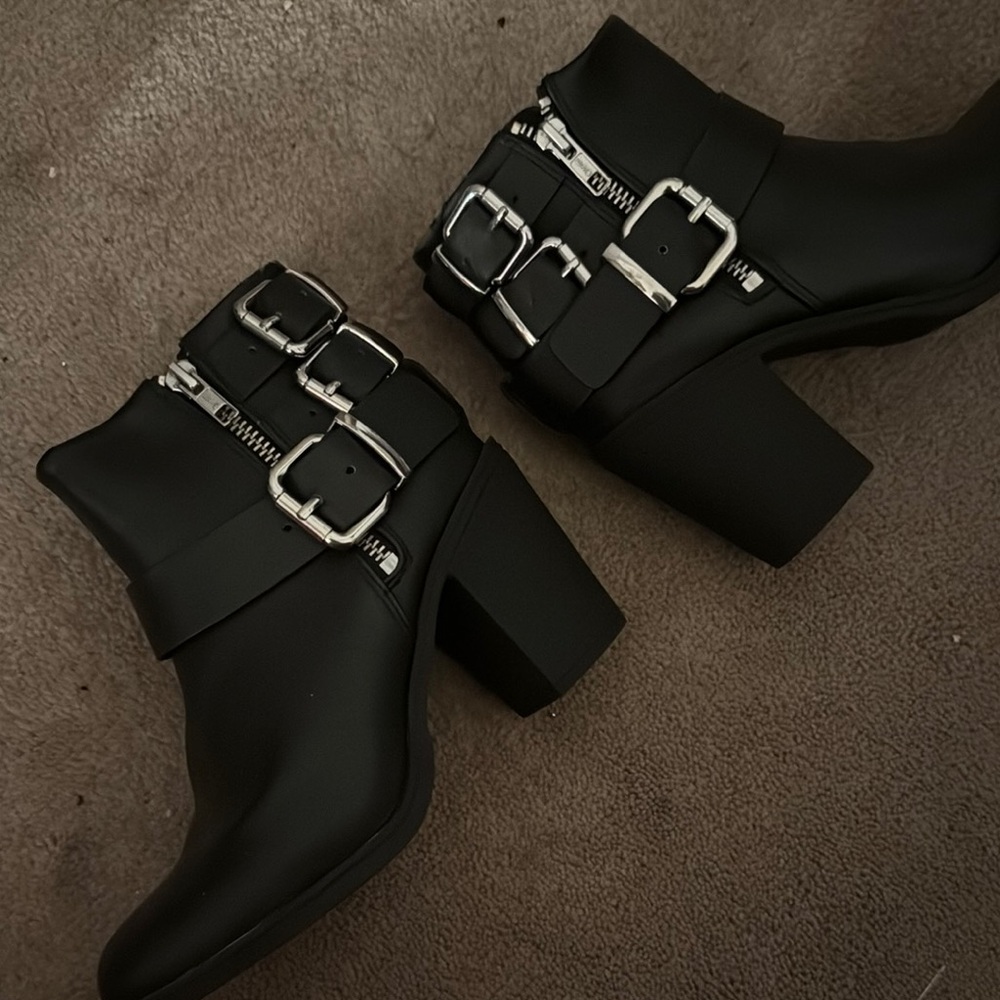 Black Ankle Boots with Buckle Detail